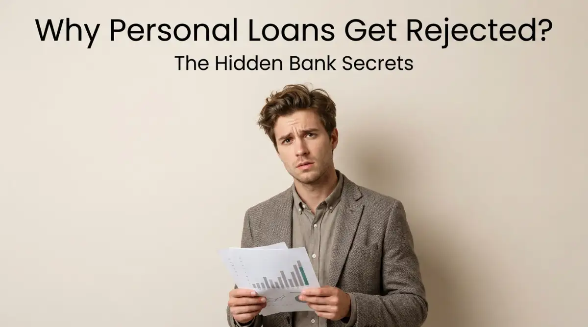 Why personal loans get rejected – man holding denied loan application illustrating common bank rejection reasons, credit score issues, and loan approval tips.